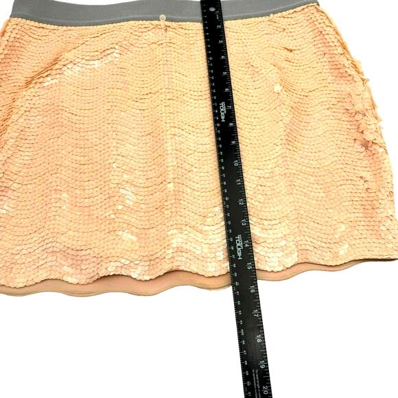 BCBG MaxAzria Michaela Skirt Women's Large Blush Pink peach Sequin party sparkle - Picture 4 of 7